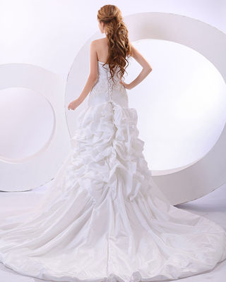 Sexy tief V Halter Hals Hochzeitskleider langes Schwanz Hochzeitskleid