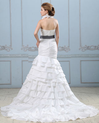 Sexy offene Rückseite Hochzeitskleid mit Gürtel, Taille runter Frauen Hochzeitskleider